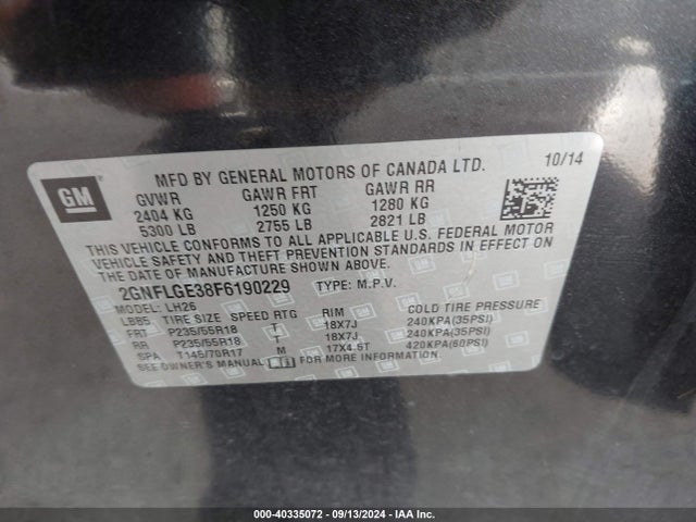Chevrolet Equinox 2lt 2015 2GNFLGE38F6190229 Image 30