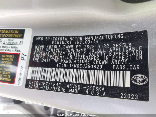 Toyota CAMRY SE 2014 4T1BF1FK0EU391829 Image 9
