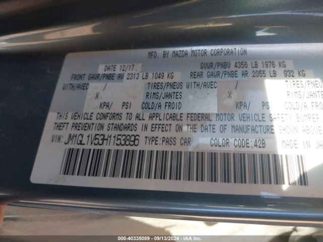 JM1GL1V53H1153896 Mazda Mazda6 Touring