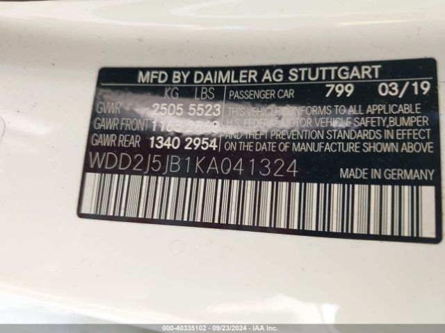 WDD2J5JB1KA041324 Mercedes-Benz CLS 450