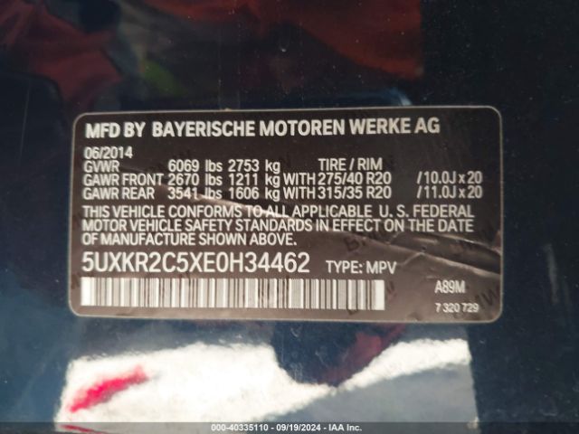 5UXKR2C5XE0H34462 BMW X5 Sdrive35i