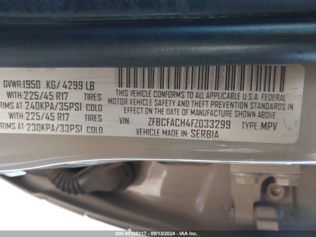 ZFBCFACH4FZ033299 Fiat 500l Lounge