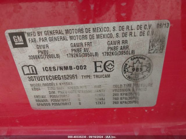 3GTU2TEC9EG152961 GMC SIERRA 1500