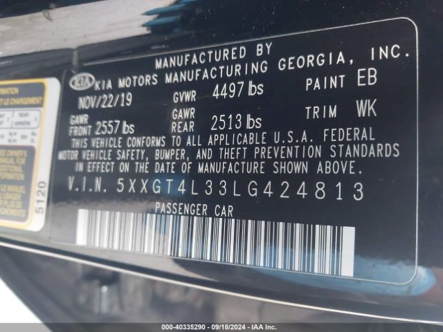 5XXGT4L33LG424813 KIA Optima Lx