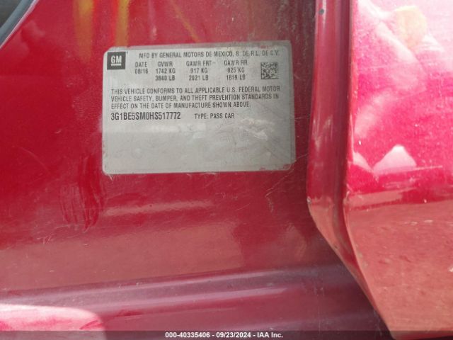 3G1BE5SM0HS517772 Chevrolet Cruze Lt Auto