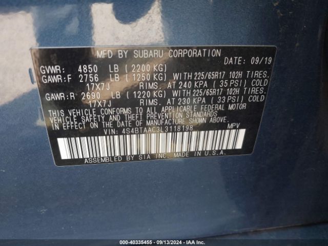 4S4BTAAC3L3118198 Subaru Outback