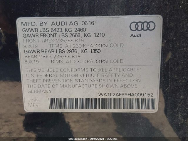 WA1L2AFP9HA009152 Audi Q5 2.0t Premium