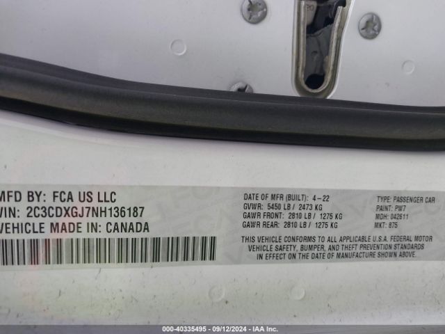 2C3CDXGJ7NH136187 Dodge Charger Scat Pack Widebody