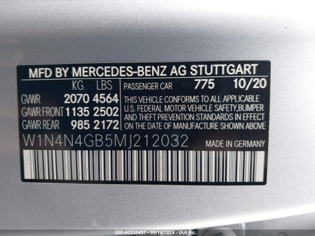 W1N4N4GB5MJ212032 Mercedes-Benz GLA 250