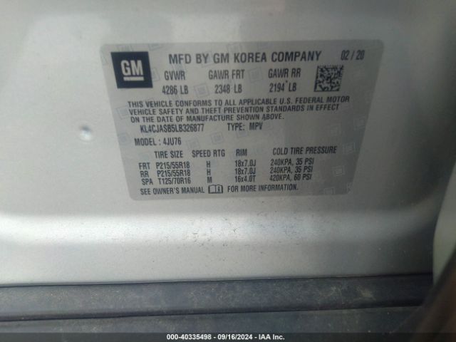 KL4CJASB5LB326877 Buick Encore Fwd Preferred