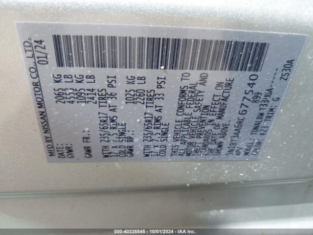 5N1BT3AA6RC677540 Nissan Rogue S Fwd