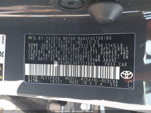 Toyota COROLLA LE 2024 5YFB4MDE9RP121896 Image 9