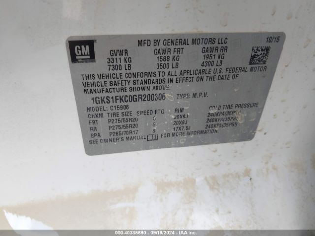 1GKS1FKC0GR200306 GMC Yukon Xl Sle