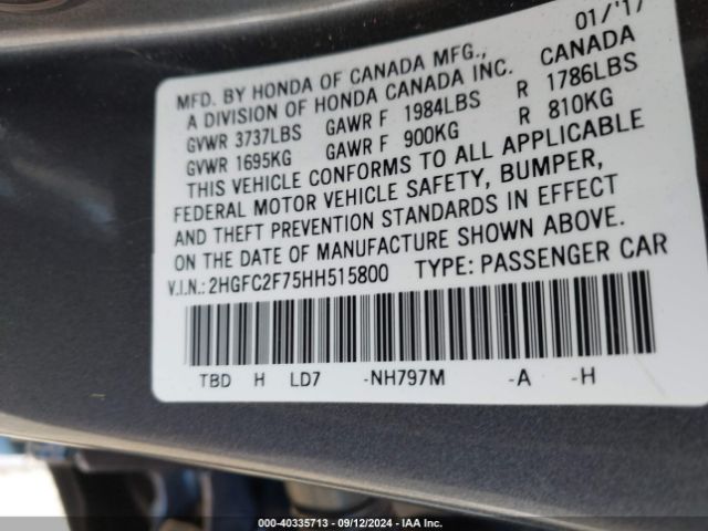 2HGFC2F75HH515800 Honda CIVIC EX