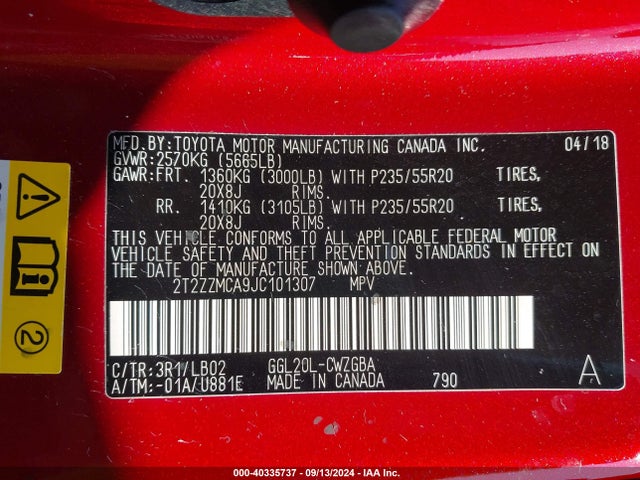 2T2ZZMCA9JC101307 Lexus RX 350