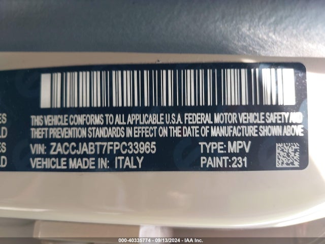 Jeep Renegade Latitude 2015 ZACCJABT7FPC33965 Image 9