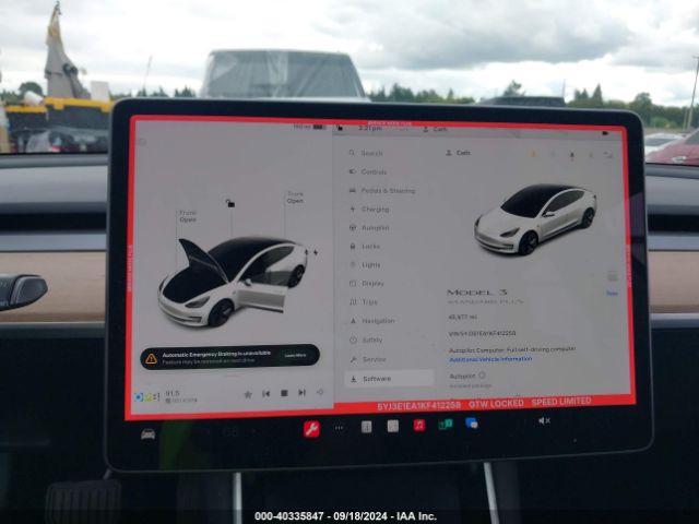 5YJ3E1EA1KF412258 Tesla Model 3 Long Range/mid Range/standard Range/standard Range Plus