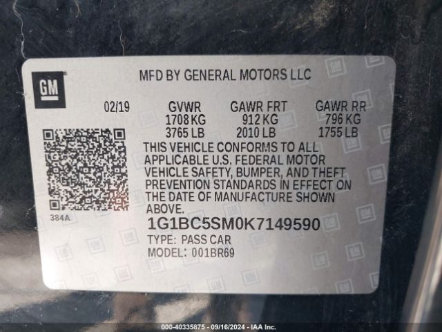 1G1BC5SM0K7149590 Chevrolet CRUZE LS