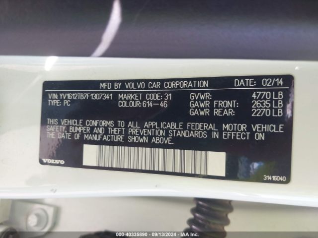 YV1612TB7F1307341 Volvo S60 T5 Premier