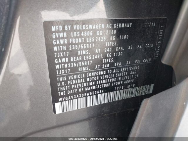 WVGAV3AX9EW553684 Volkswagen TIGUAN SE