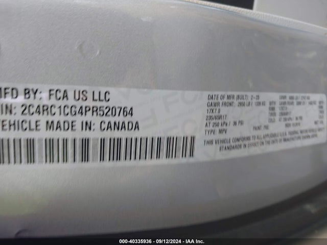 2C4RC1CG4PR520764 Chrysler Voyager Lx