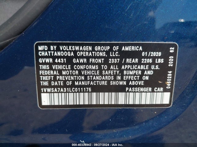 1VWSA7A31LC011175 Volkswagen Passat 2.0t Se