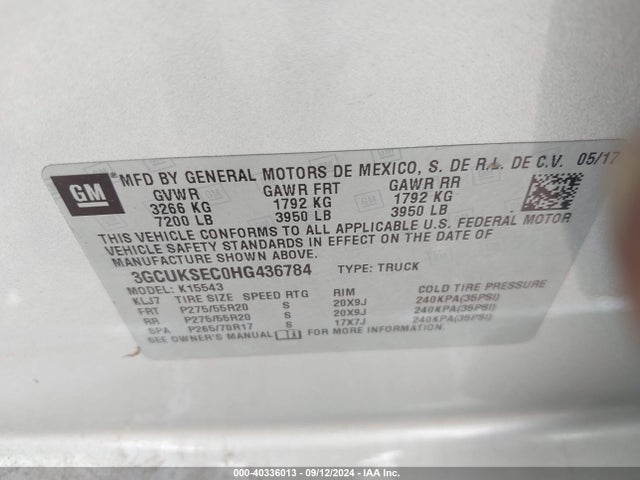 Chevrolet Silverado 1500 2lz 2017 3GCUKSEC0HG436784 Image 9