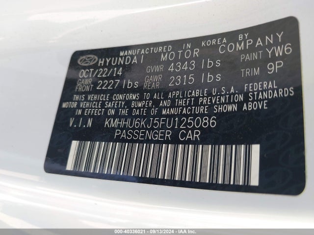 Hyundai Genesis 3.8 Ultimate 2015 KMHHU6KJ5FU125086 Image 9