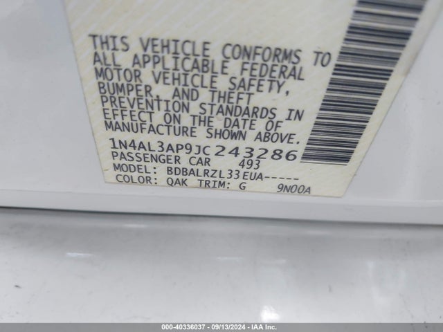 Nissan Altima 2.5 Sl 2018 1N4AL3AP9JC243286 Image 9
