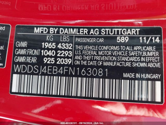 WDDSJ4EB4FN163081 Mercedes-Benz CLA 250