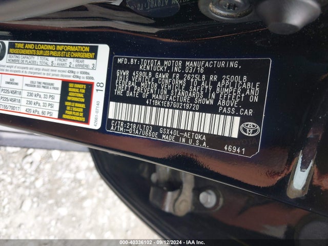 4T1BK1EB7GU219720 Toyota Avalon Touring