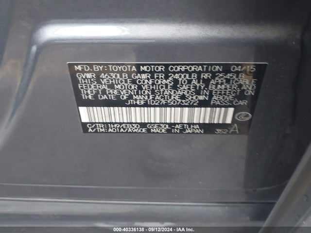 JTHBF1D27F5073272 Lexus IS 250