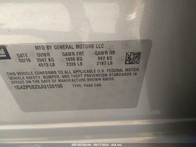 1G4ZP5SZ8JU130156 Buick Lacrosse Essence