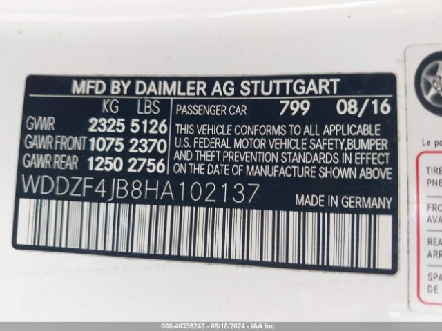 WDDZF4JB8HA102137 Mercedes-Benz E 300