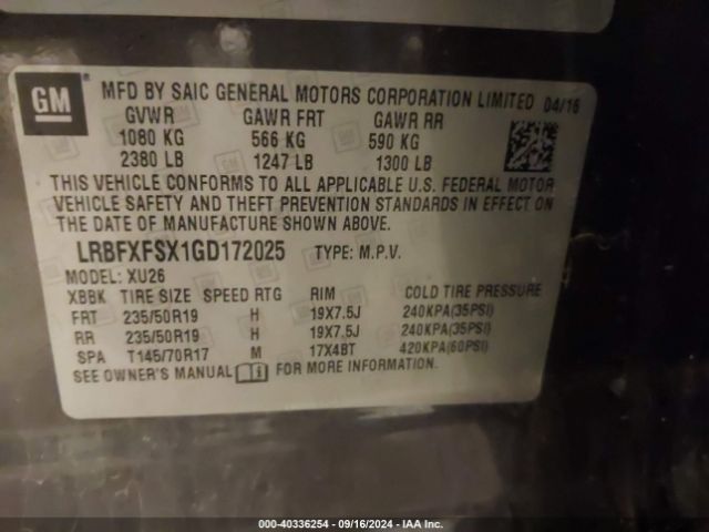 LRBFXFSX1GD172025 Buick Envision Premium Ii