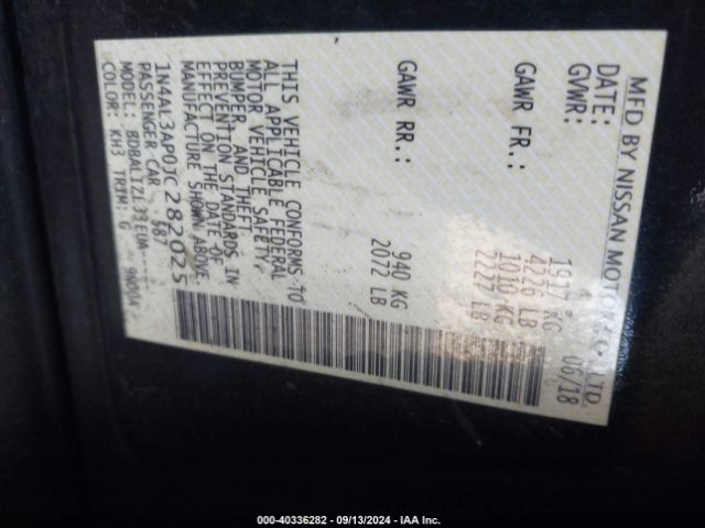 1N4AL3AP0JC282025 Nissan Altima 2.5 Sv