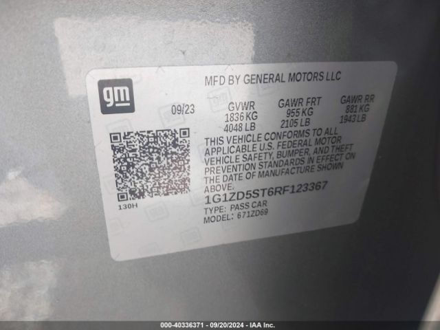 1G1ZD5ST6RF123367 Chevrolet Malibu Fwd 1lt