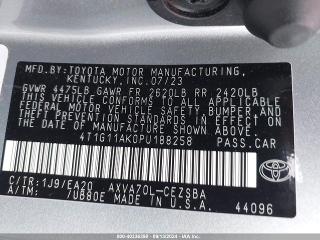 Toyota CAMRY SE 2023 4T1G11AK0PU188258 Image 9