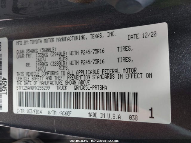 Toyota Tacoma Sr V6 2021 5TFCZ5AN0MX255299 Image 9