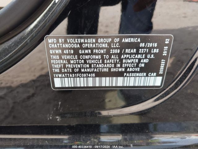 1VWAT7A31FC097405 Volkswagen Passat 1.8t Limited Edition