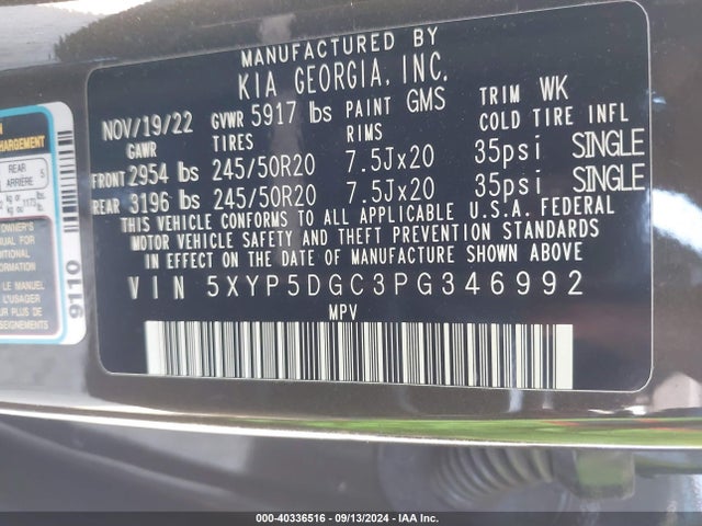 5XYP5DGC3PG346992 KIA Telluride Sx X-line