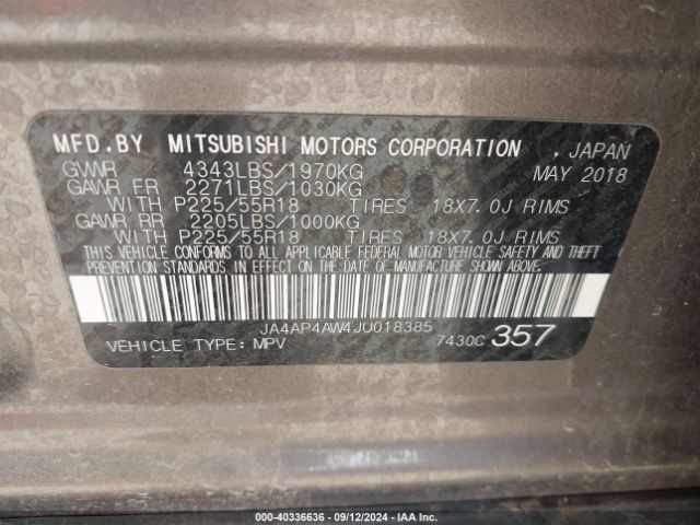 JA4AP4AW4JU018385 Mitsubishi Outlander Sport 2.4 Sel