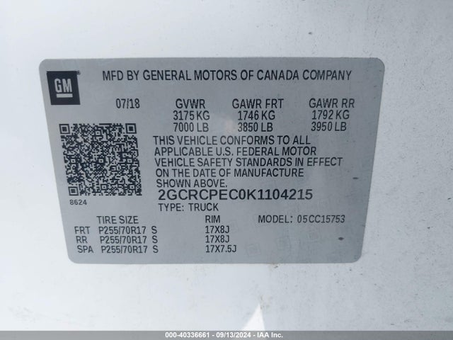Chevrolet Silverado 1500 Ld Lt 2019 2GCRCPEC0K1104215 Image 9