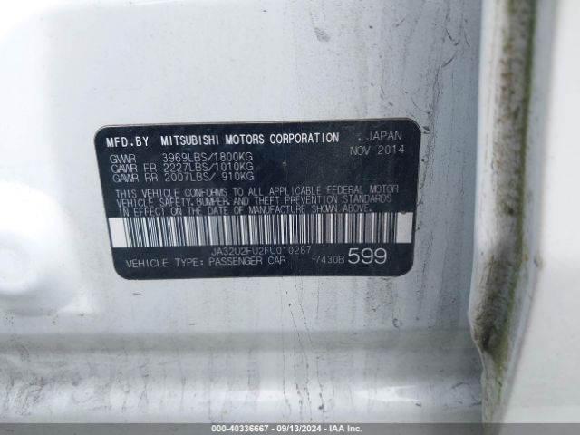 2015 MITSUBISHI LANCER JA32U2FU2FU010287 Photo 8