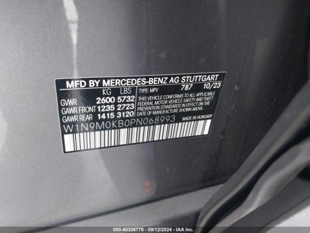 W1N9M0KB0PN068993 Mercedes-Benz Eqb 300 Suv 4matic