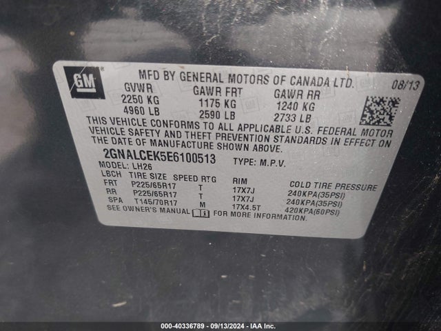 Chevrolet Equinox 2lt 2014 2GNALCEK5E6100513 Image 9