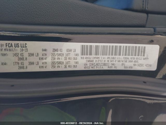 1C4RDJAG7LC188211 Dodge Durango Sxt Plus Awd