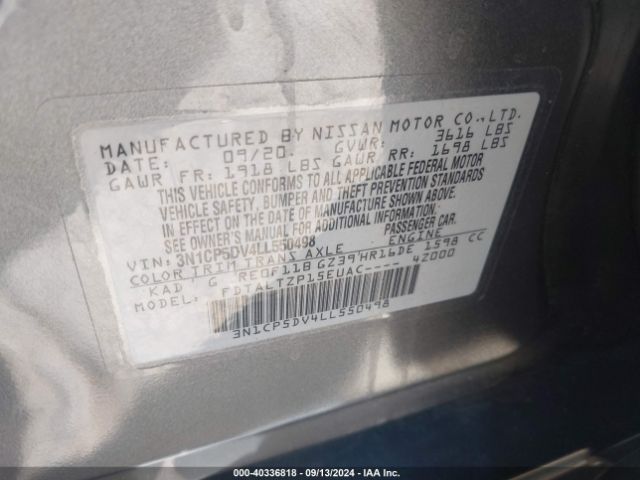 3N1CP5DV4LL550498 Nissan Kicks Sr Xtronic Cvt
