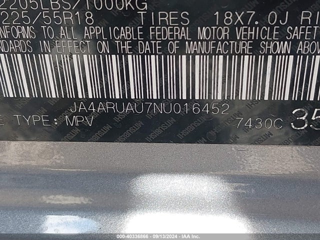 2022 MITSUBISHI OUTLANDER SPORT JA4ARUAU7NU016452 Photo 8