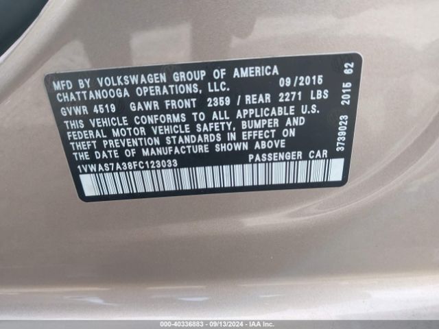1VWAS7A38FC123033 Volkswagen Passat 1.8t Limited Edition